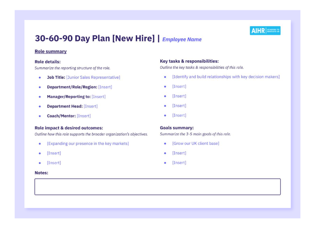 30-60-90 Day Plan for New Hires