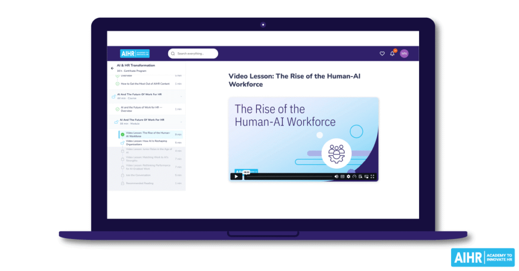A preview of AIHR's AI & HR Transformation Executive Program.