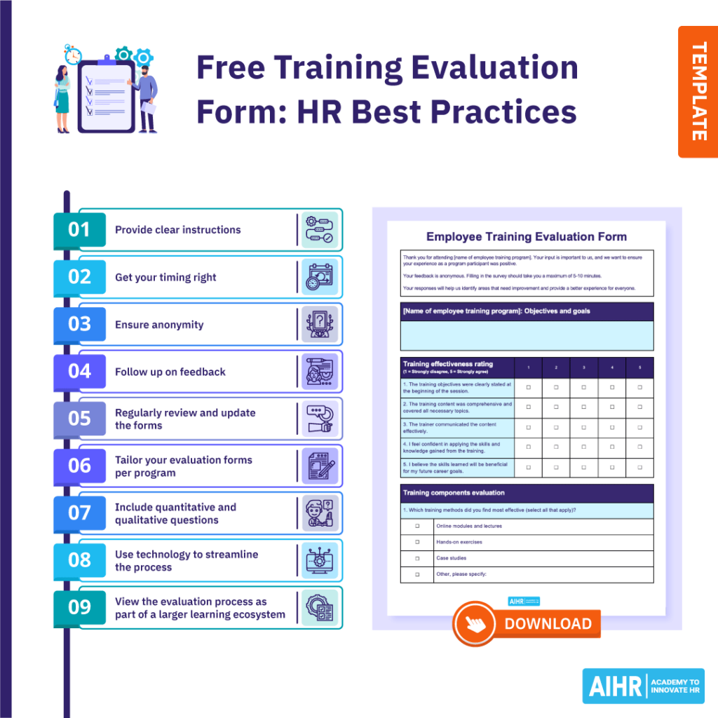 Infographic depicting the best practices of conducting a training evaluation