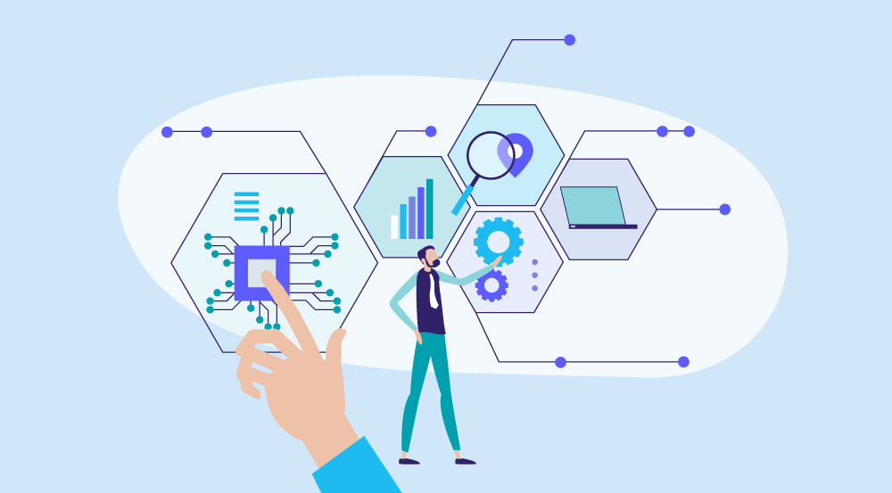 Conceptual illustration representing HR digital transformation challenges.