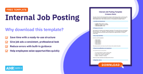 Free internal job posting template with benefits like time-saving structure, error reduction, & quick employee access.