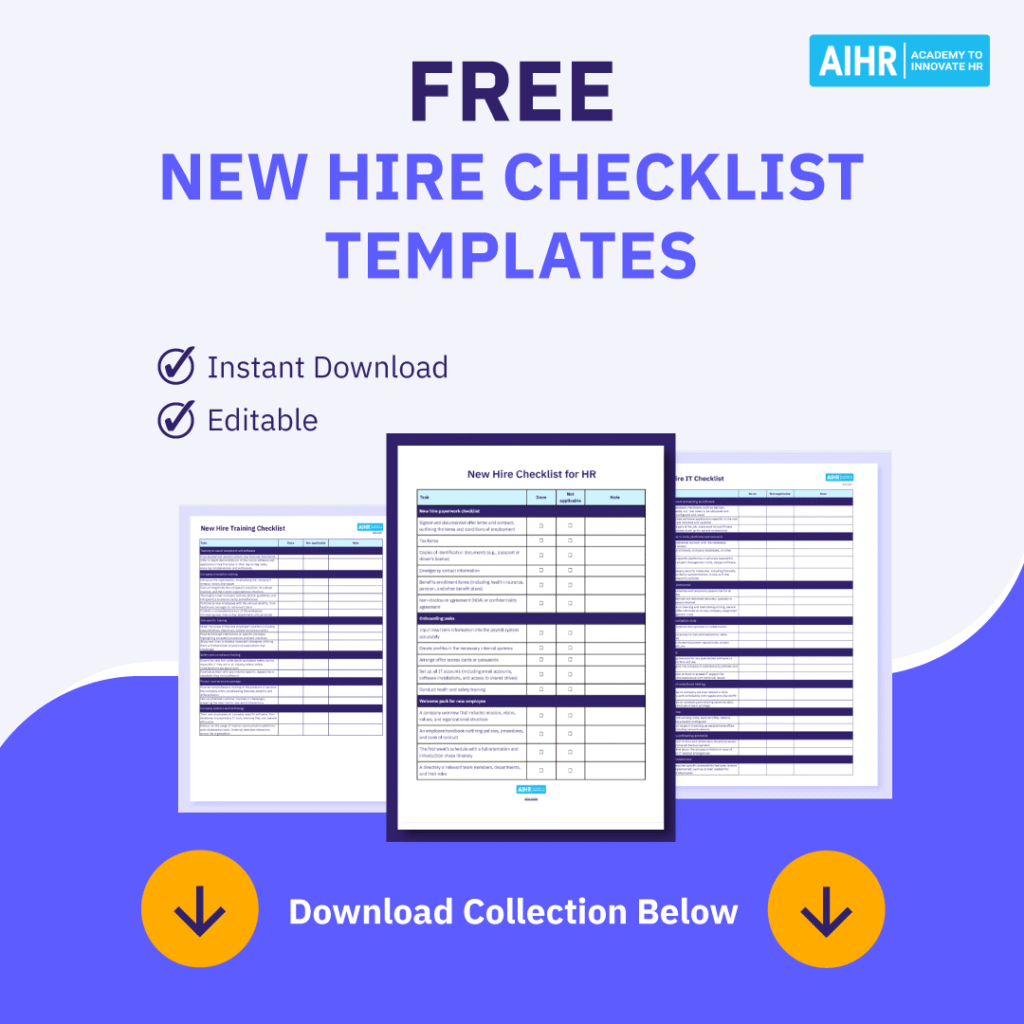 A preview of new hire checklist templates.