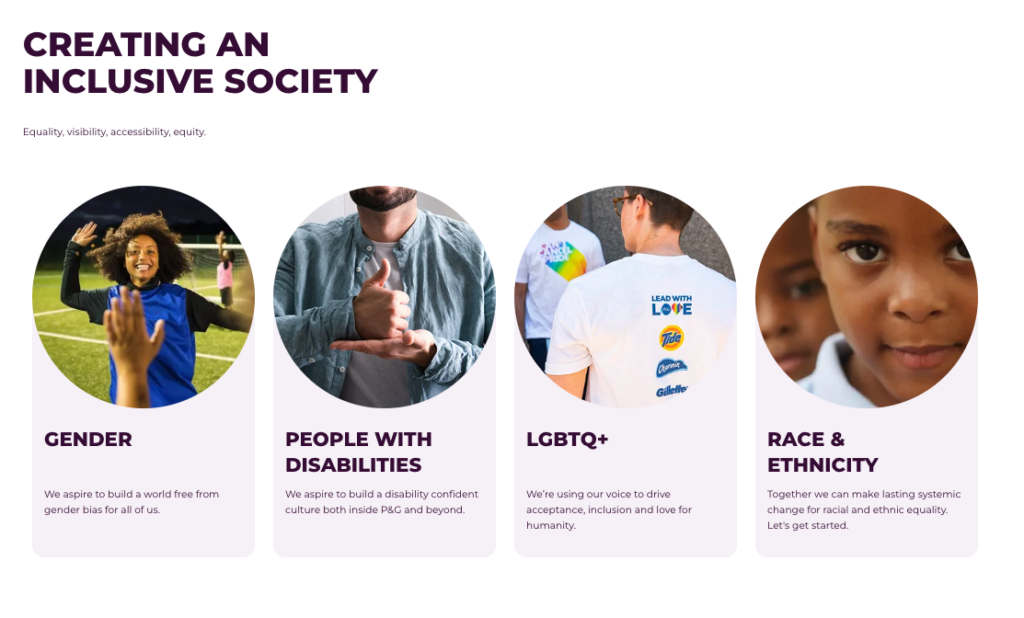 Example of P&G's DEI statement.