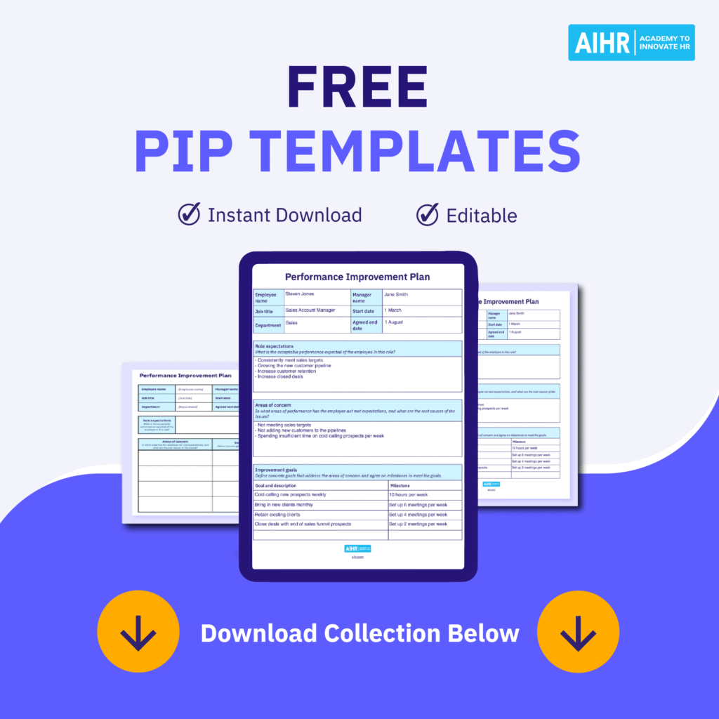 Free editable performance improvement plan templates for instant download, featuring goals, areas of concern, & timelines.