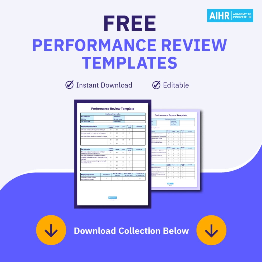 Performance review template collection preview.