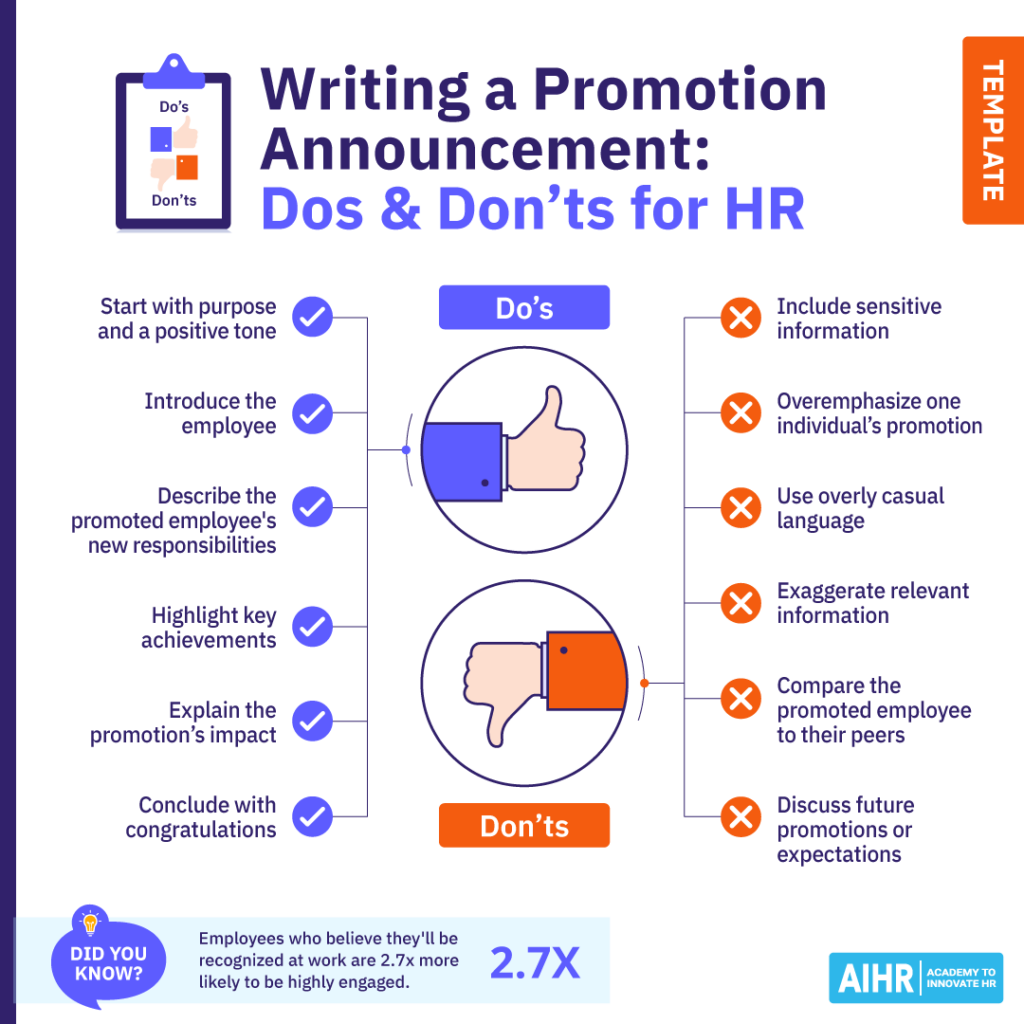 Writing a promotion announcement: Dos & Don'ts for HR.