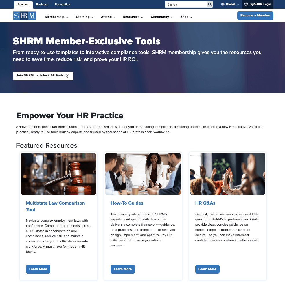 A preview of SHRM's member-exclusive tools and resources.