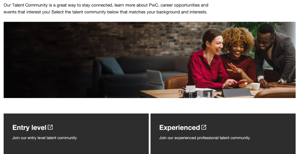 Talent pool example from PwC.