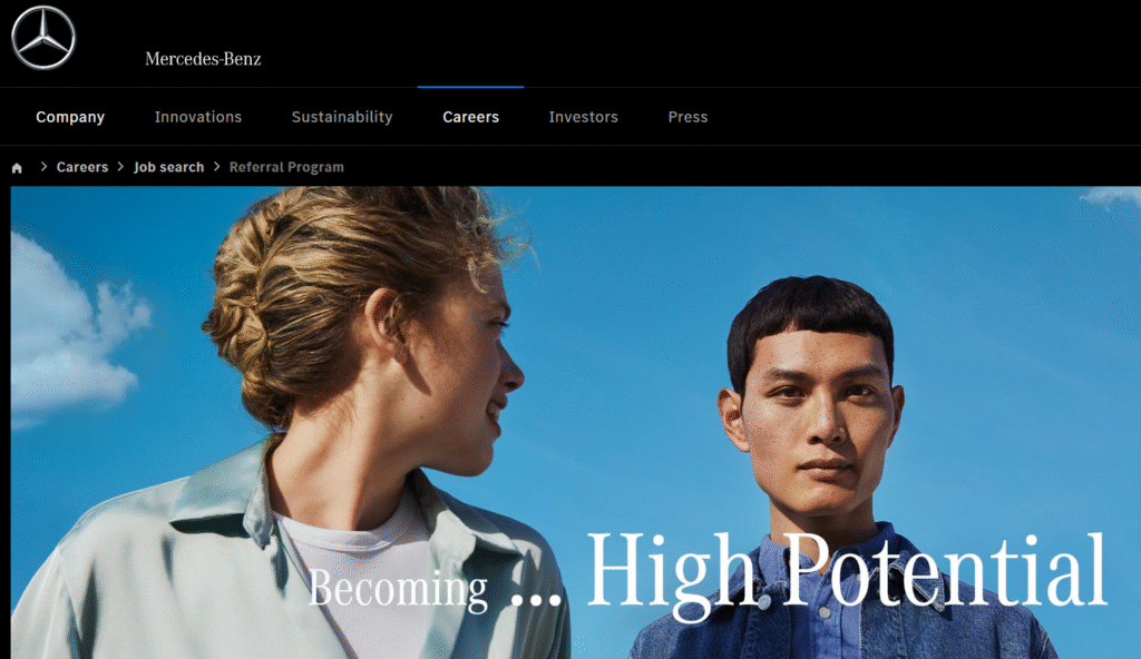 Talent pool example from Mercedes-Benz.