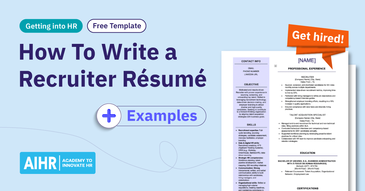 A conceptual idea of a recruiter resume template.